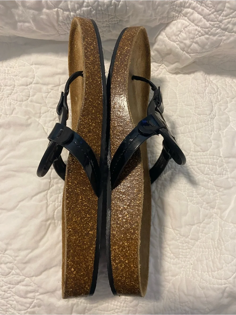 Tory Burch Black miller cloud size 9.5 Thong Sandals cork comfort slide on